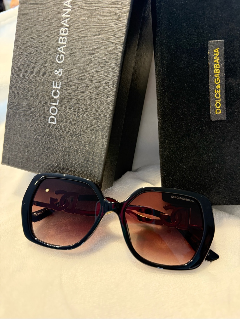 Dolce & Gabbana Black Frame Sunglasses with Brown Gradient Lenses